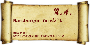 Mansberger Arnót névjegykártya